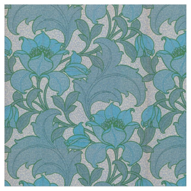 Vintages Jugendstil-Blumenmuster Stoff (Nahaufnahme)