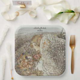 Vintages Jugendstil-Brautparty Pappteller