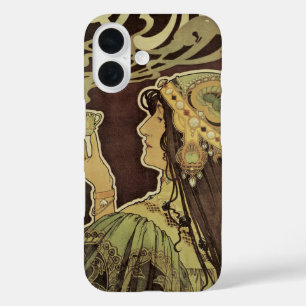 Vintages Jugendstil-Café Rajah, Frau mit Kaffee iPhone 16 Hülle