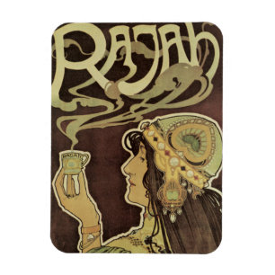 Vintages Jugendstil-Café Rajah, Frau mit Kaffee Magnet