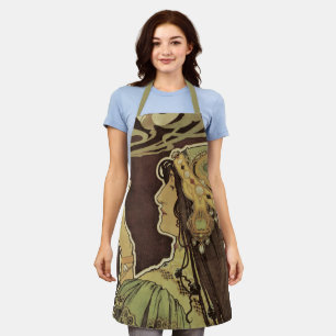 Vintages Jugendstil-Café Rajah, Frau mit Kaffee Schürze