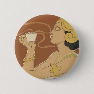 Vintages Jugendstil-Café Rajah, Lady mit Kaffee Button