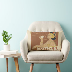 Vintages Jugendstil-Café Rajah, Lady mit Kaffee Lendenkissen