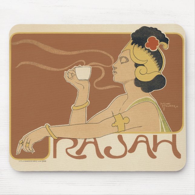 Vintages Jugendstil-Café Rajah, Lady mit Kaffee Mousepad (Vorne)