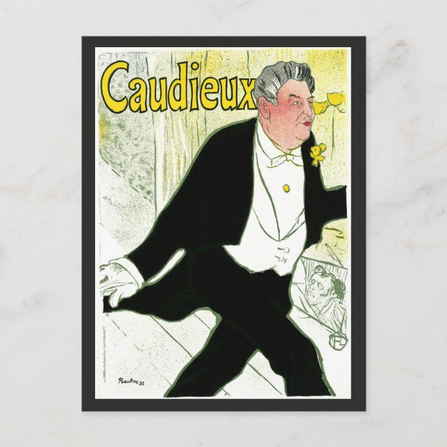 Vintages Jugendstil, Caudieux von Toulouse Lautrec Postkarte (Vorderseite)