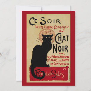 Vintages Jugendstil, Ce Soir Chat Noir Black Cat Einladung