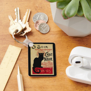 Vintages Jugendstil, Ce Soir Chat Noir Black Cat Schlüsselanhänger