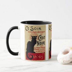 Vintages Jugendstil, Ce Soir Chat Noir Black Cat Tasse