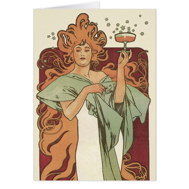 Vintages Jugendstil, Champagner von Alphonse Mucha (Vorne)