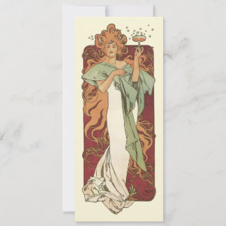Vintages Jugendstil, Champagner von Alphonse Mucha Einladung