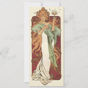 Vintages Jugendstil, Champagner von Alphonse Mucha Einladung