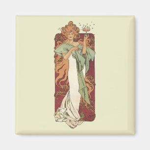 Vintages Jugendstil, Champagner von Alphonse Mucha Magnet