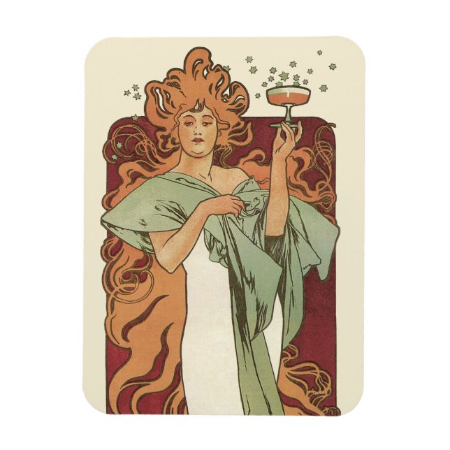 Vintages Jugendstil, Champagner von Alphonse Mucha Magnet (Vertikal)