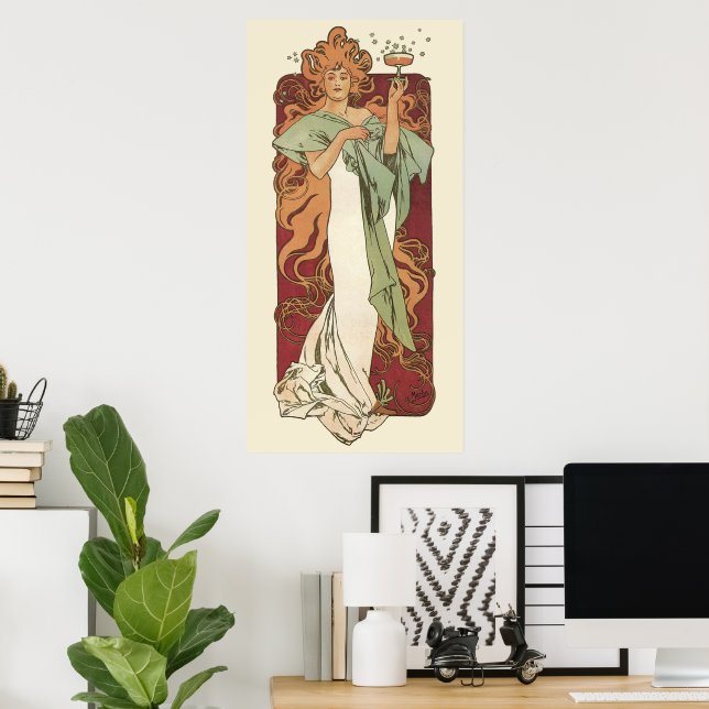Vintages Jugendstil, Champagner von Alphonse Mucha Poster (Heimbüro)