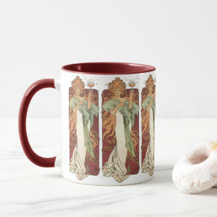 Vintages Jugendstil, Champagner von Alphonse Mucha Tasse