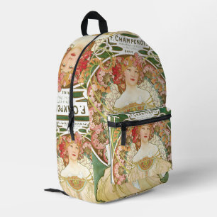 Vintages Jugendstil, Champenois von Alphonse Mucha Bedruckter Rucksack