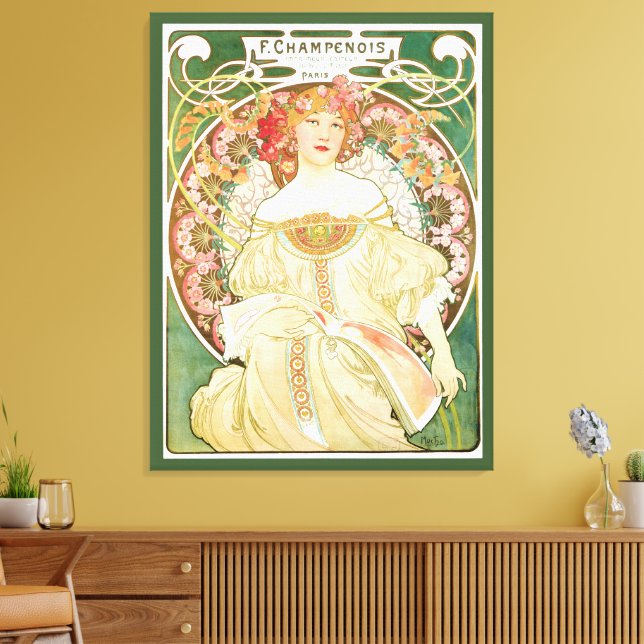 Vintages Jugendstil, Champenois von Alphonse Mucha Leinwanddruck (Insitu (Wohnzimmer))