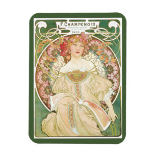 Vintages Jugendstil, Champenois von Alphonse Mucha Magnet