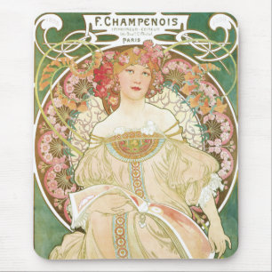 Vintages Jugendstil, Champenois von Alphonse Mucha Mousepad