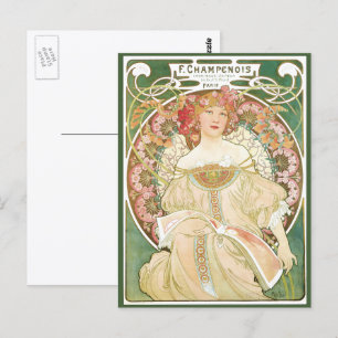 Vintages Jugendstil, Champenois von Alphonse Mucha Postkarte