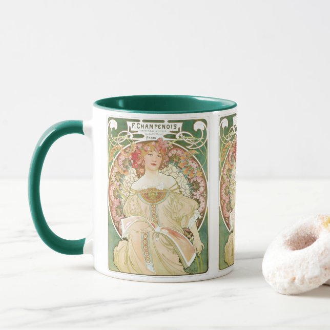 Vintages Jugendstil, Champenois von Alphonse Mucha Tasse (Mit Donut)