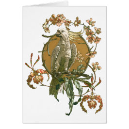 Vintages Jugendstil, Cockatoo Bird, Orchideen Blum