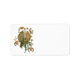 Vintages Jugendstil, Cockatoo Bird, Orchideen Blum Adressaufkleber