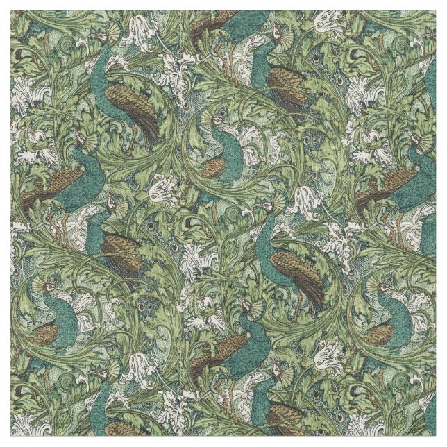 Vintages Jugendstil Das Pfauengarten-Muster Stoff (Nahaufnahme)