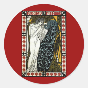 Vintages Jugendstil: Der Kuss von William Bradley Runder Aufkleber