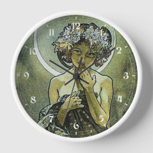 Vintages Jugendstil Der Mond von Mucha Uhr
