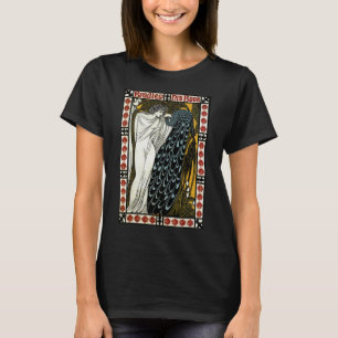 Vintages Jugendstil Dieser Kuss, Frau mit Pfau T-Shirt