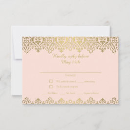 Vintages Jugendstil Elegantes Rosa und Gold RSVP Karte