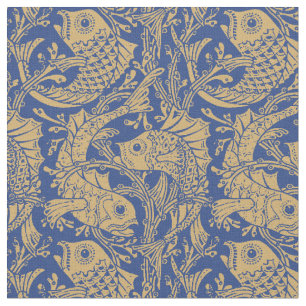 Vintages Jugendstil-Fisch- und Algenmuster Stoff