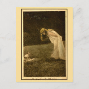 Vintages Jugendstil-Foto Geburtstag, Nymphe Postkarte