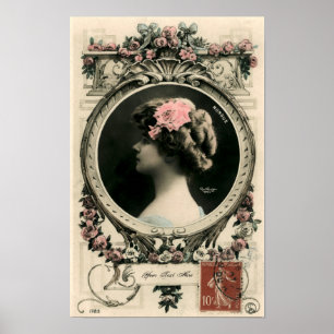 Vintages Jugendstil-Foto "Nungue" Vorlage Poster