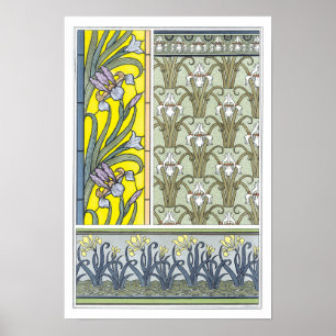 Vintages Jugendstil, Garten Iris Blume Poster