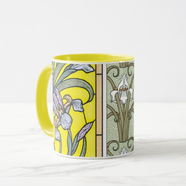 Vintages Jugendstil, Garten Iris Blume Tasse (Vorderseite Links)