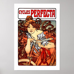 Vintages Jugendstil-Girl on Bicycle Poster