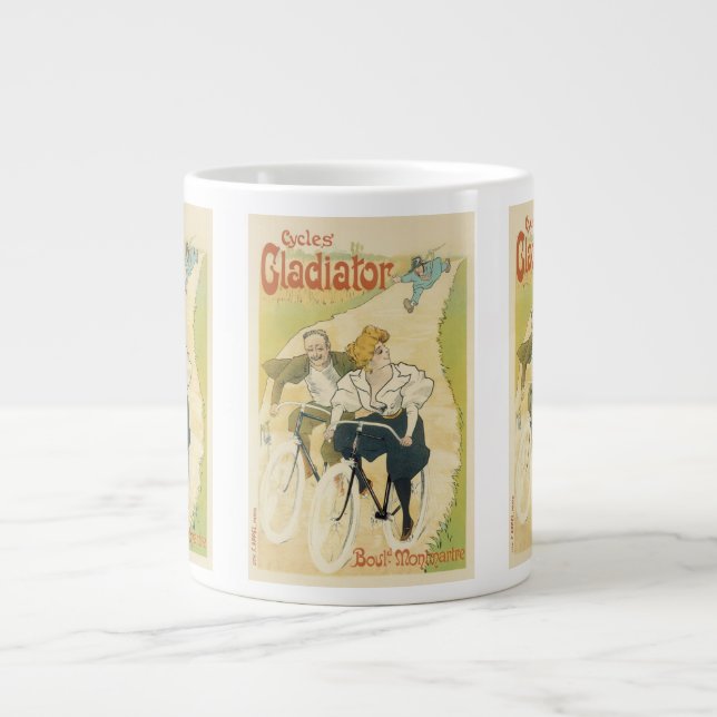 Vintages Jugendstil, Gladiatorräder Jumbo-Tasse (Vorderseite)
