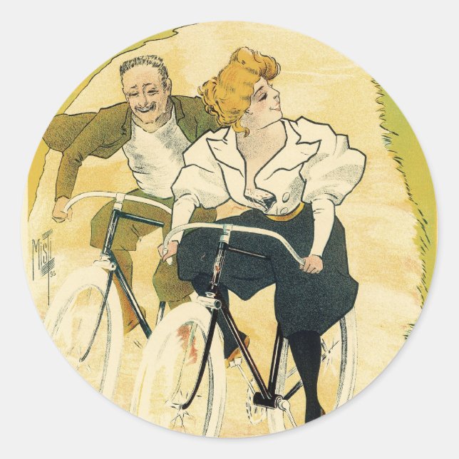 Vintages Jugendstil, Gladiatorräder Runder Aufkleber (Vorderseite)