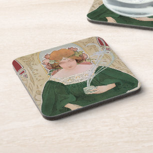 Vintages Jugendstil Helm Kacao von Privat Livemont Getränkeuntersetzer