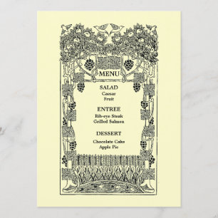 Vintages Jugendstil-Hochzeitmenü Menükarte
