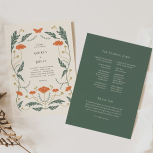 Vintages Jugendstil-Hochzeitsprogramm Programm