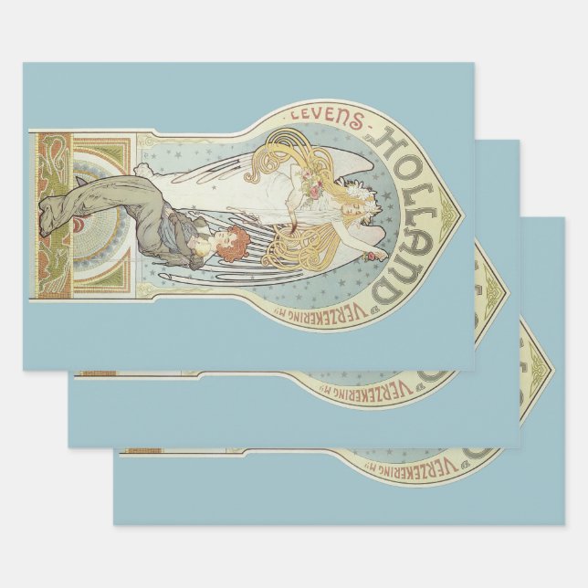 Vintages Jugendstil, Holland Levensverzekering Geschenkpapier Set (Set)