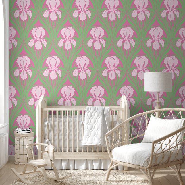 Vintages Jugendstil-Iris-Muster Tapete (Kinder)