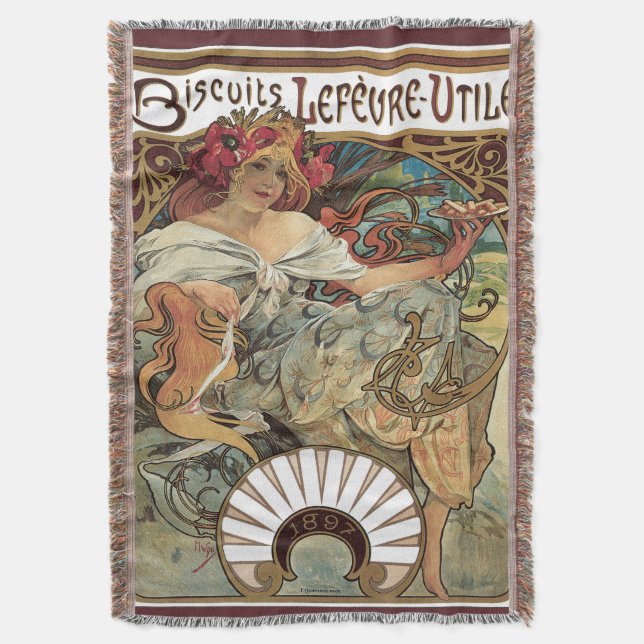 Vintages Jugendstil, Kekse von Alphonse Mucha Decke (Vorderseite Vertikal)