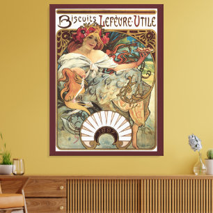 Vintages Jugendstil, Kekse von Alphonse Mucha Leinwanddruck