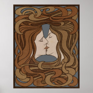 Vintages Jugendstil Kiss Poster