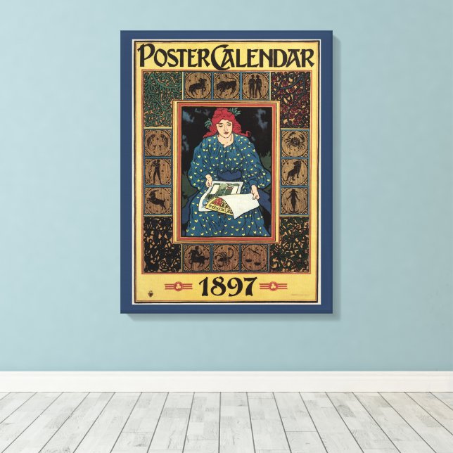 Vintages Jugendstil, Kunsthandwerkbuch Leinwanddruck (Insitu (Holzboden))