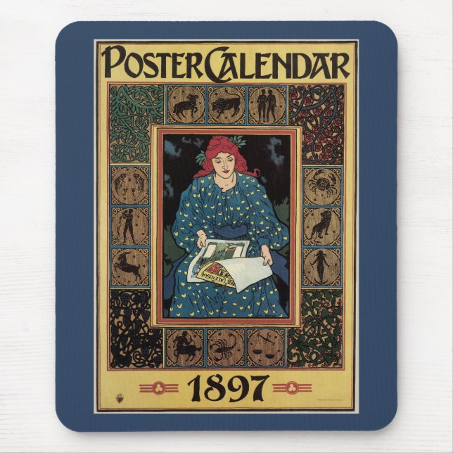Vintages Jugendstil, Kunsthandwerkbuch Mousepad (Vorne)
